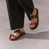 Ciabatta piatta con fibbia in metallo marrone 2024 da donna a punta tonda aperta sul davanti ciabatte flatfrom per donna casual comode da interno scarpe con suola spessa