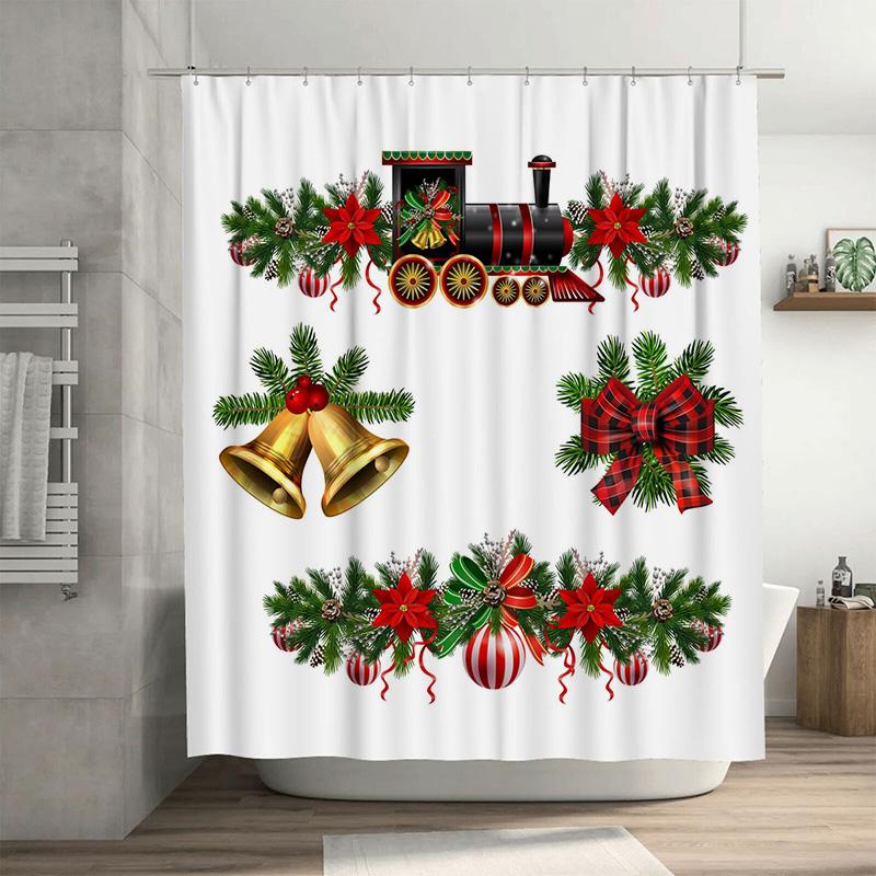 

TU Christmas Shower Curtain Festive Holiday Decor Merry Xmas Pattern Bathroom Fabric Backdrop Holiday Home Decor Xmas Gift 90x180cm35x71in