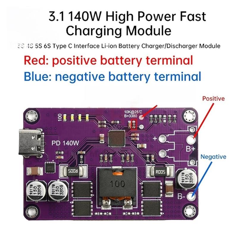 Professional Auto Adjusting 140W Type C Charging Module PD3.1 Fast Charging For 3S To 6S High Current Lithium Batteries