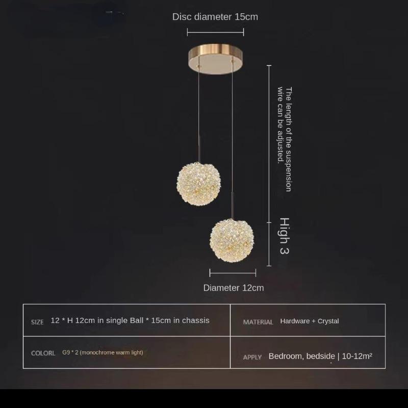 Warm Romantic Light and Luxurious Bedside Lamp Modern Style High-grade Crystal Chandelier Long-line Bedroom Corridor Lamp