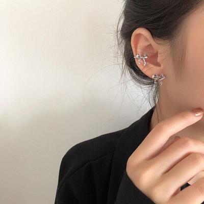 2025 Fashionable Silver Bow Earrings Set for Women - Chic and Versatile Three-Piece Style