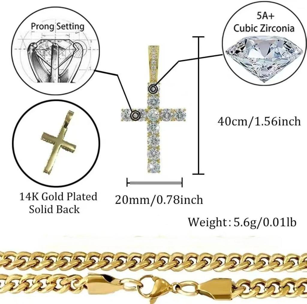 Fashionable Women's Necklace + Cross Pendant, Unisex - Layered Necklace Set Minimalist Jewellery Gift 18-24 Inches Gift Jeweller