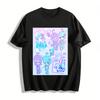 Saja Boys Cyber Anime Print T-Shirt, Harajuku Stil Lässiges Lockeres Oberteil Für Männer Und Frauen Reines Baumwoll-T-Shirt