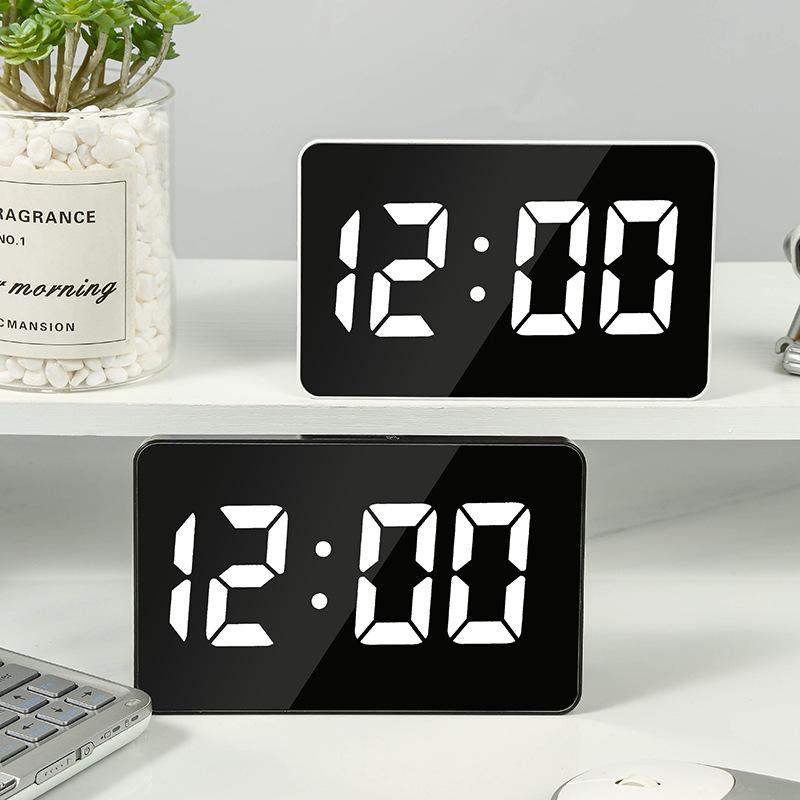 Modern Simple LED Large Screen Mirror Alarm Clock, Student Children's Electronic Snooze Alarm Clock, Living Room Digital Clock