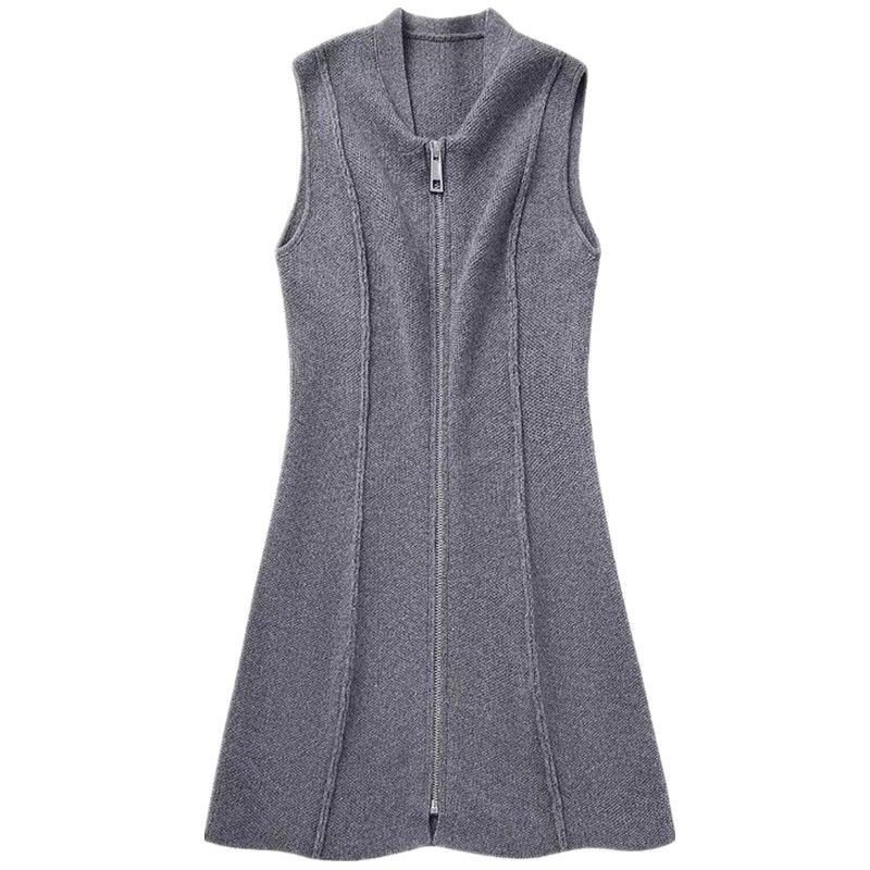 

Fashion Style 2023 Autumn New Women s Clothing Slim Fit Easiest for Match Zipper Ornament Knitting Dress 6873115 809 Medium Gray L
