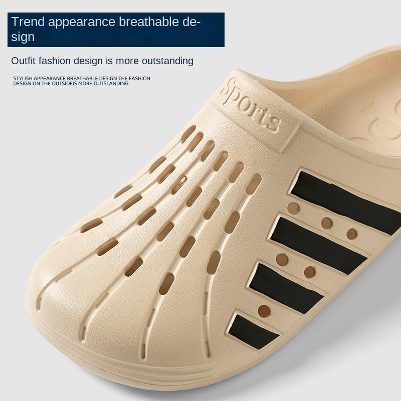 Matching Couple Hole-Pattern Sandals - Waterproof & Breathable Slip-On Slides for Summer, Lightweight Unisex Outdoor Beach Footwear with Flat Sole