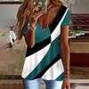 Summer V-neck 3D Printed Top Fashionable Casual Short Sleeved Women's T-shirts