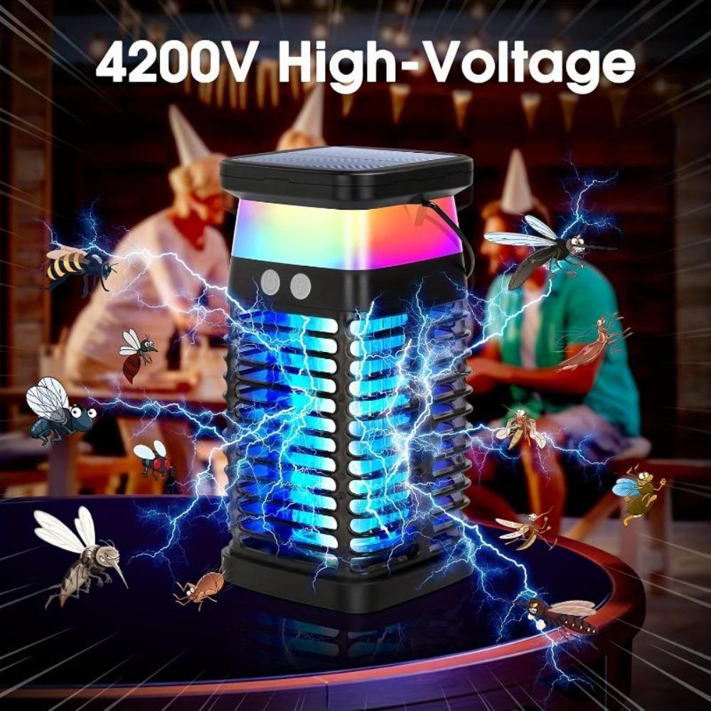 Solar Portable USB Mosquito Killer,Rechargeable Bug Zapper Lamp for Camping,Hiking,Travel,Indoor/Outdoor Use,Silent, Mosquito Repellent Alternative