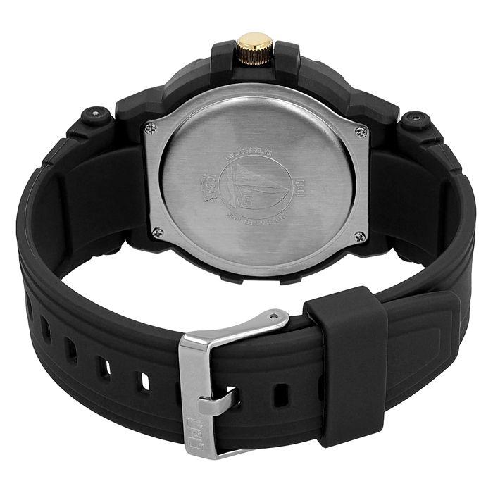 Montre bracelet - Q&Q - Homme - Noir - Boîtier plastique 44 mm - Étanchéité 10 bar