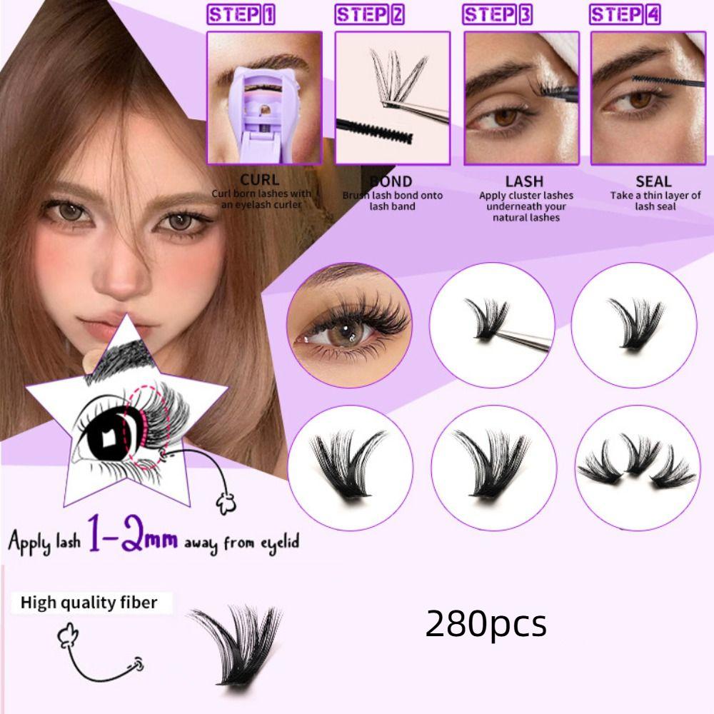 

30P/60P/80P/100P Fluffy False Eyelashes D Curl Segmented Eyelashes Bundles Daily 30 Purple Box