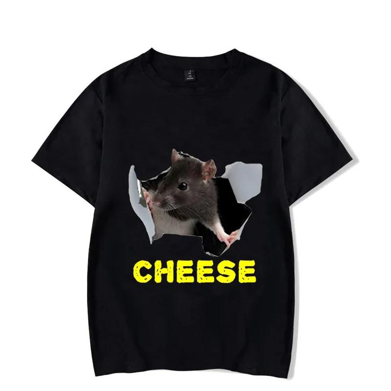 Cheese Rat Print Men's T-shirt Funny Animals Graphic T Shirts Summer Tshirt for Women Men Shirt Oversized Men T-shirt Male Tops