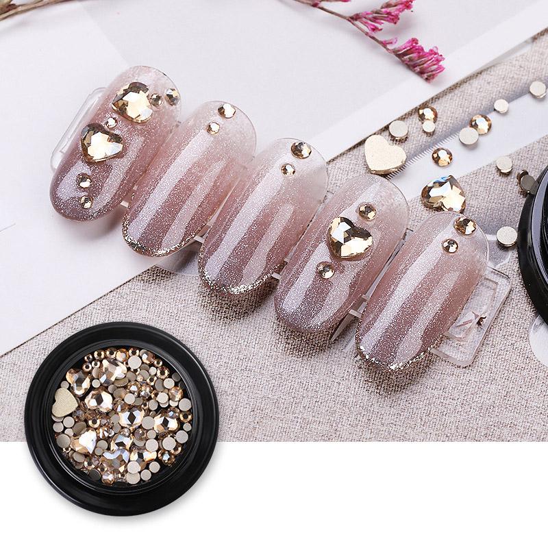 Nail Art Glass Diamond Acrylic Love Heart Flat Diamond Nail Jewelry Shiny Sticker Diamond