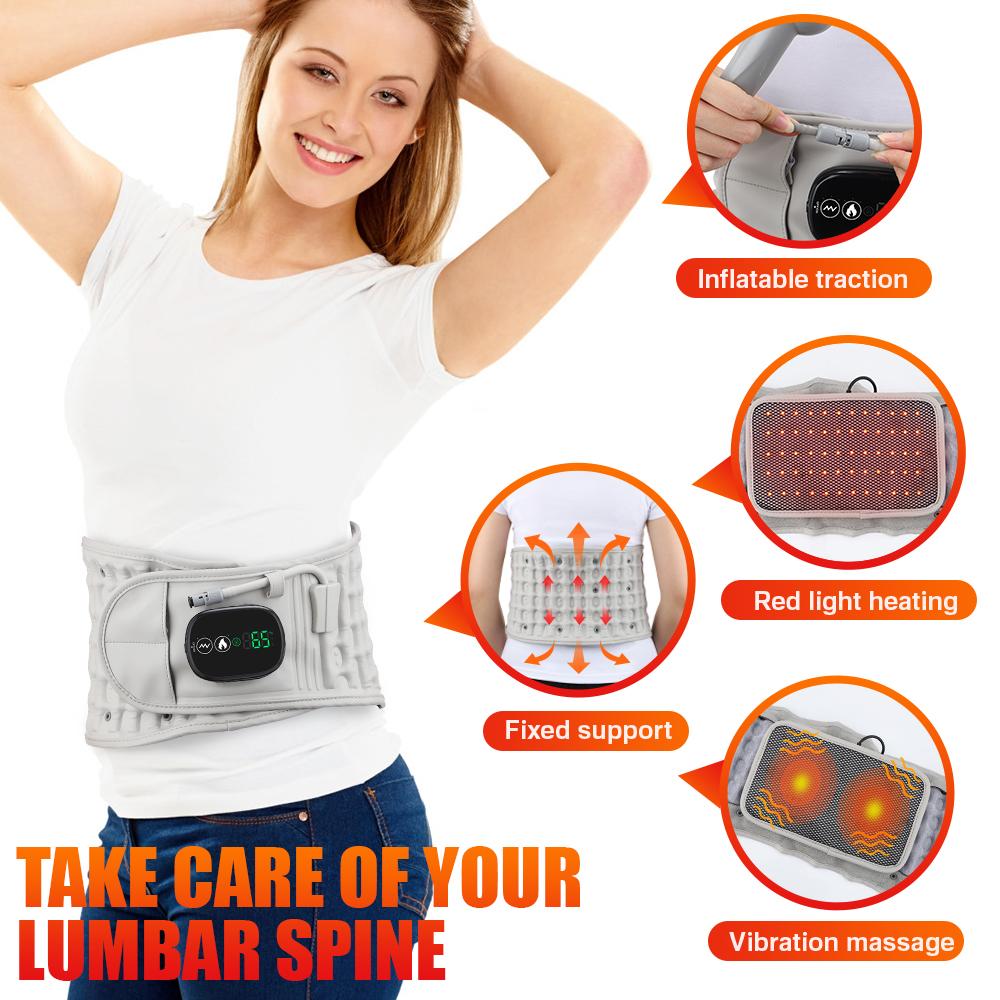 Heating Waist Massager Belts Vibration Inflatable Lumbar Pads Heated Back Protector Infrared Massage Waist Muscle Relaxer Warmer