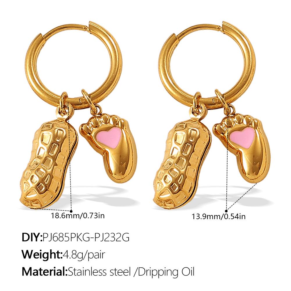 Simple sweet wind cute DIY pepper strawberry pendant earrings stainless steel gold-plated daily jewelry women