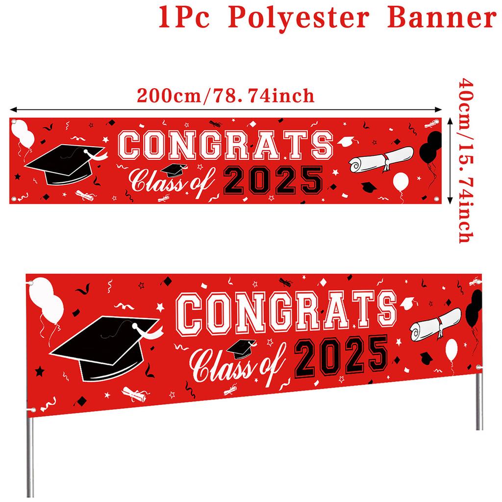 Herzlichen Glückwunsch Abschlussjahrgang 2025 Polyester Hängebanner Abschlusssaison Partydeko Outdoor Abschlusszeremonie Partyzubehör
