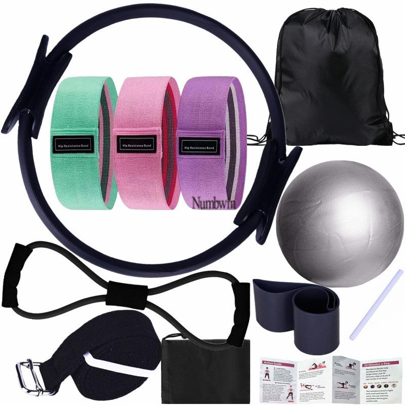 Conjunto de Pilates para el Hogar para Mujer Numbwin: Anillo de Pilates, Pelota de Yoga y Bandas de Resistencia
