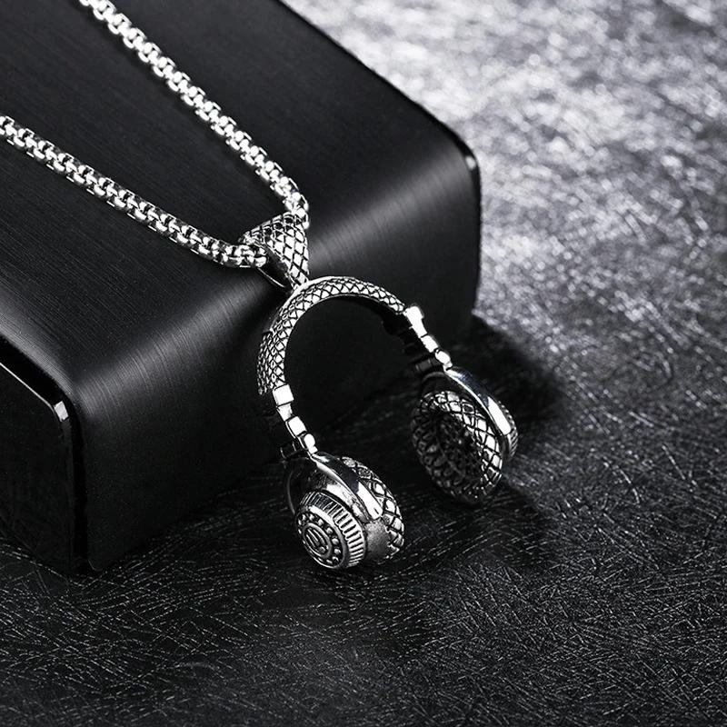 Free Fan DJ Music Headphone Pendant Necklace Long Chain Men Women Hip Hop Jewelry Rock Headset Necklace Male Gift S110