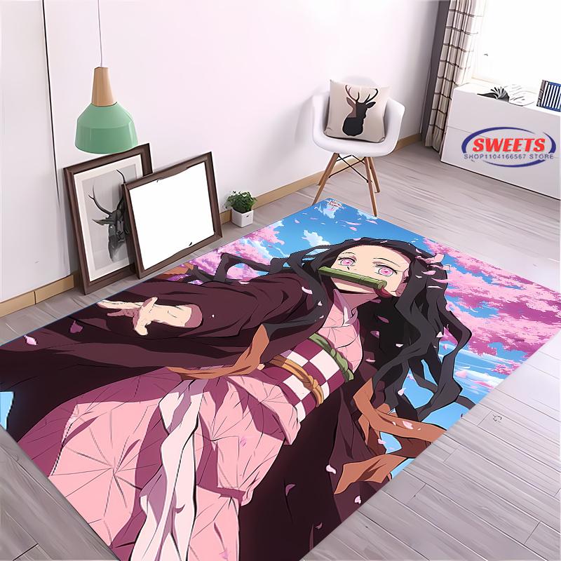NO.3 Classic Demon Slayer Kamado Nezuko Theme Carpet,Living Room Bedroom Office Kid Room of Choice,Non-slip Machine Washable Mat