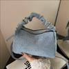 Womens Denim Pillow Shape Crossbody Bag With Zip Minimalist Everyday Shoulder