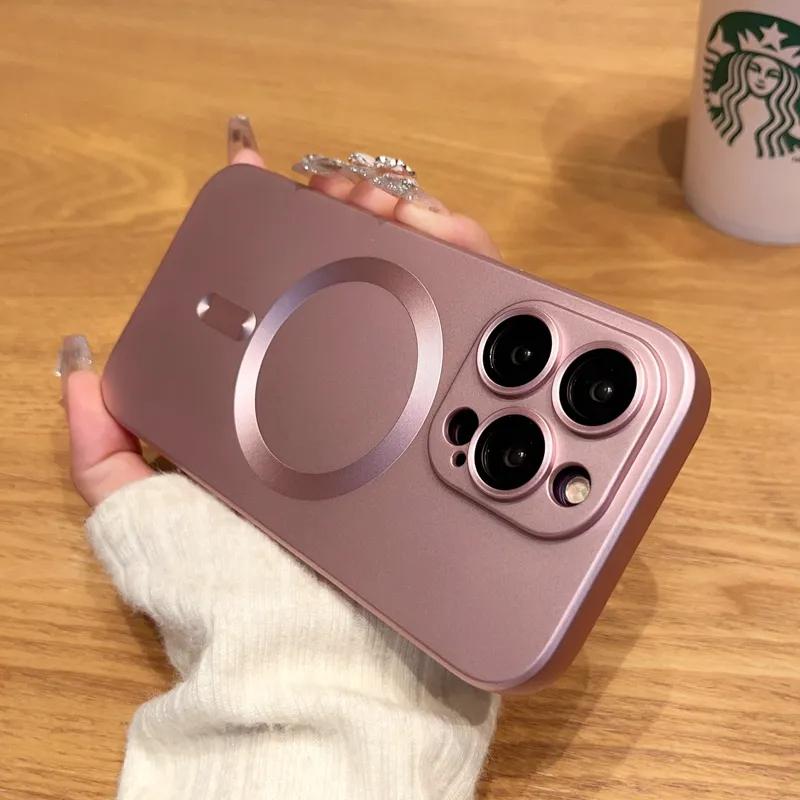 Luxury For Magsafe Wireless Charging Case For iPhone 15 14 13 12 11 15 Pro Max Plus Magnetic Phone Cases Matte Shockproof Cover