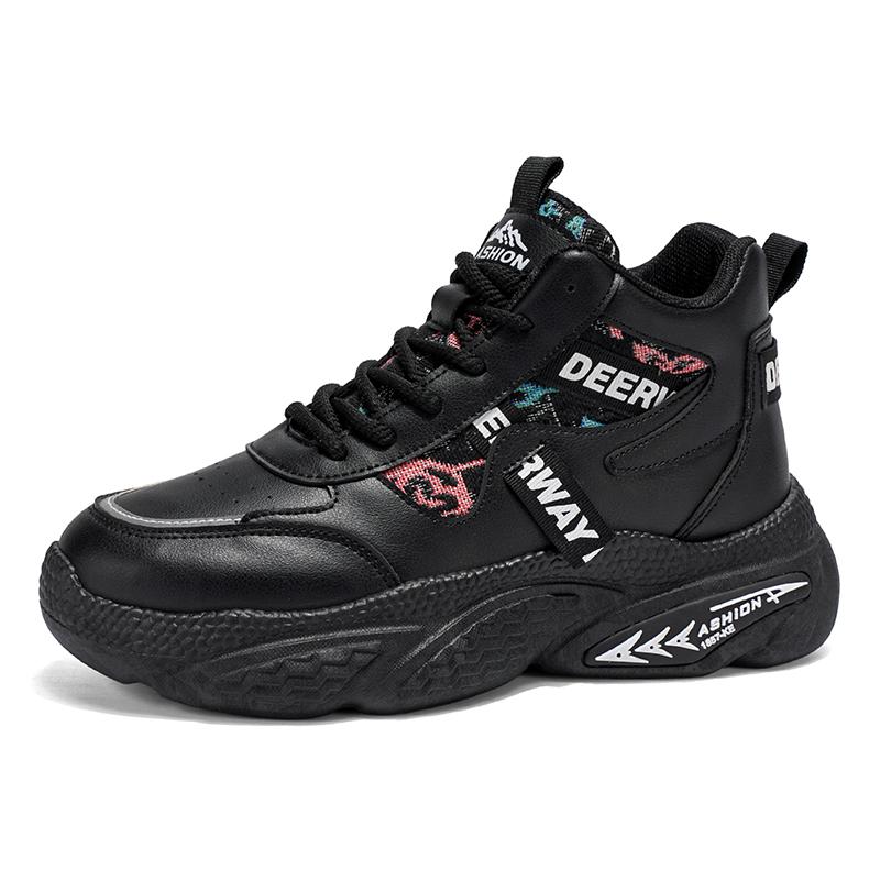 

Mens Walking Shoes 2026 New High Top Thick Sole Anti Slip Comfortable Outdoor Casual Sneakers Trendy Skateboard Shoes for Men 44 чорний