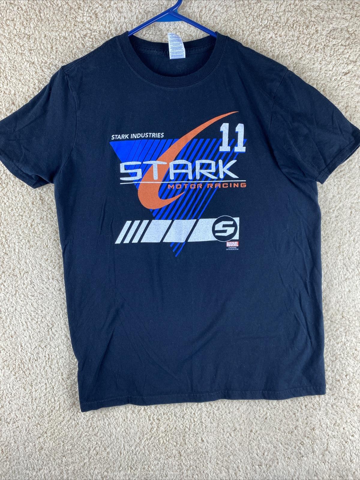 Marvel Men Sz M Stark Industries Motor Racing Black Graphic T-Shirt S разноцветный