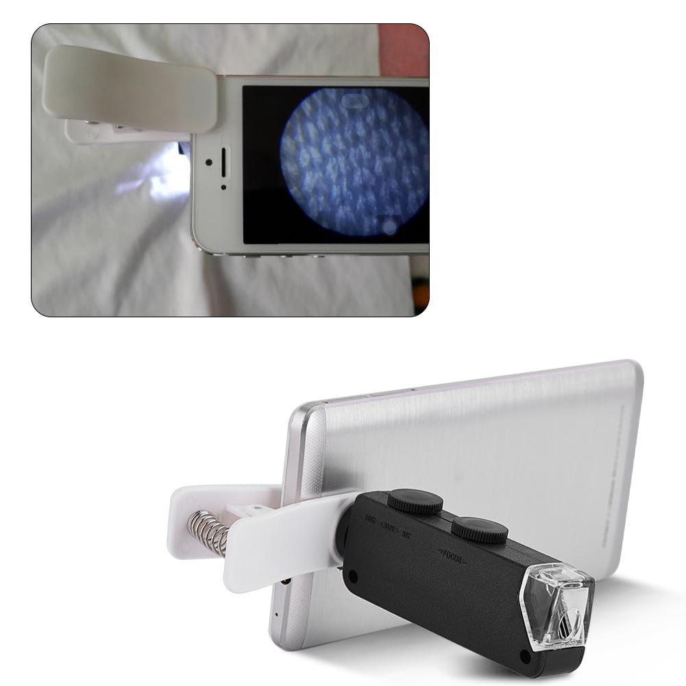 60X 100X Optical Zoom LED Microscope Lens with Clip for Mobile Phones