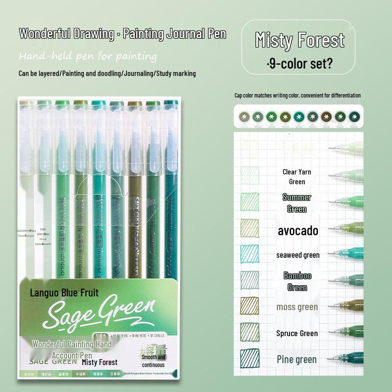 Blue Fruit Large Capacity Journal & Pen Set: Includes Highlighter, Drawing Pen, Gel Pen, Colored Single-Tip Pen.