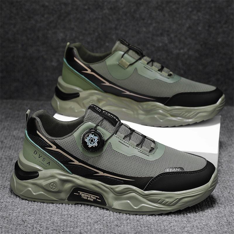 

Men s shoes summer thin mesh breathable rotating button sports running casual non-slip mesh shoes work dad trendy shoes 39 армія зелений колір