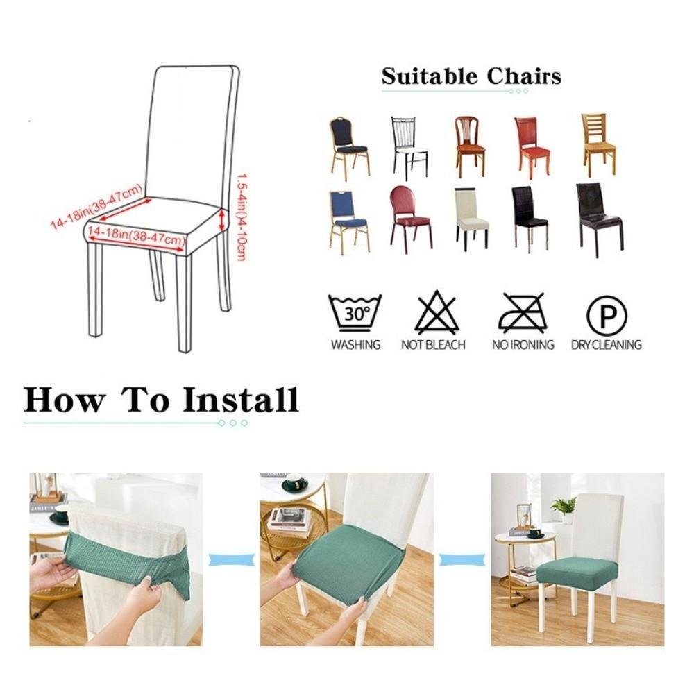 Elastic Stretch Seat Covers for Dining Chairs Waterproof Solid Color Chair Seat Slipcovers Removable Jacquard Cushion Slipcovers