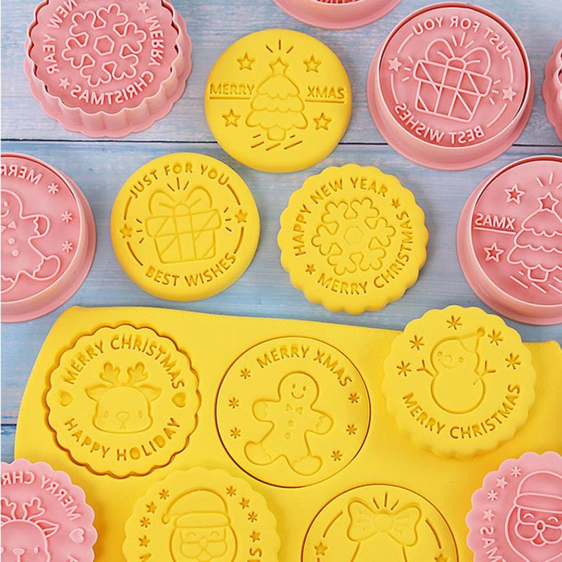 8 Buc/set Tăietori de Crăciun pentru Biscuiți Ștampilă Moș Crăciun Fulg de Nea Om de Turtă Dulce Embosator pentru Biscuiți Formă Decor Petrecere Anul Nou Instrumente de Copt
