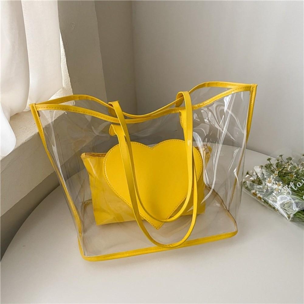 Versatile Transparent Handbags Large Capacity Beach Bag Jelly Color Shoulder Bag  Trendy Fashion