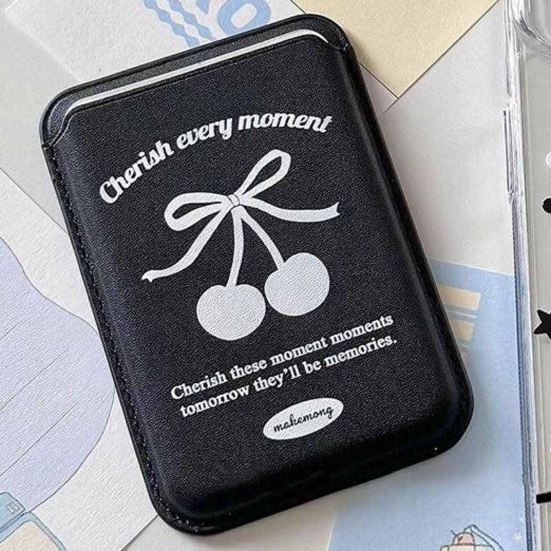 Korean Cute Bow Wallet Magnetic Card Holder For Phone Pu Leather Pocket Phone Bag Accessory Ins