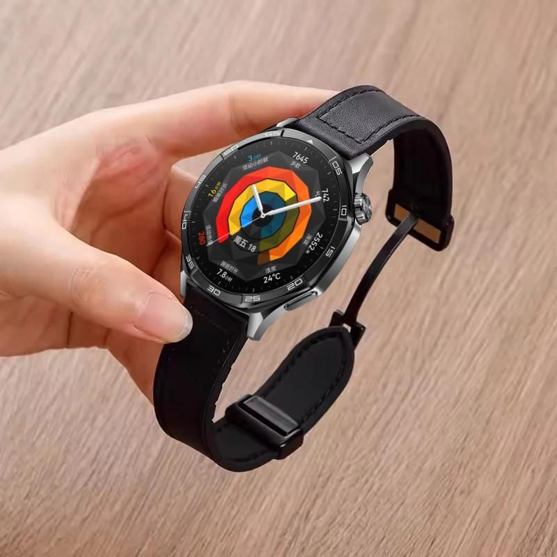 

22mm 20mm Silicone+Leather Strap For Huawei Watch GT5 Pro GT5 46mm Magnetic Buckle Wristband For Huawei Watch GT5-4-3-2 Bracelet Width 22mm чёрный