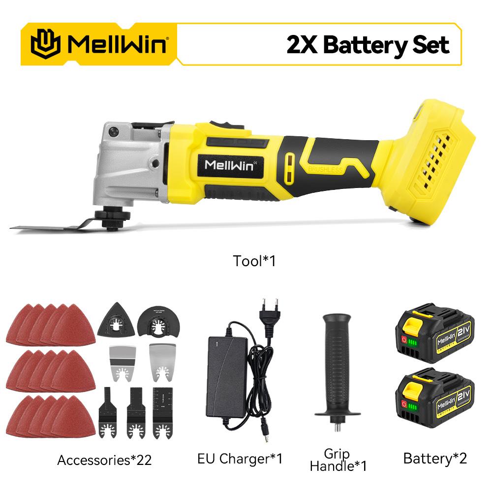 MELLWIN Børsteløs oscillerende multifunksjonsverktøy Renovator Elektrisk sag Trimmer Klippe trebearbeidingsmaskin For 21V 18V Batteri