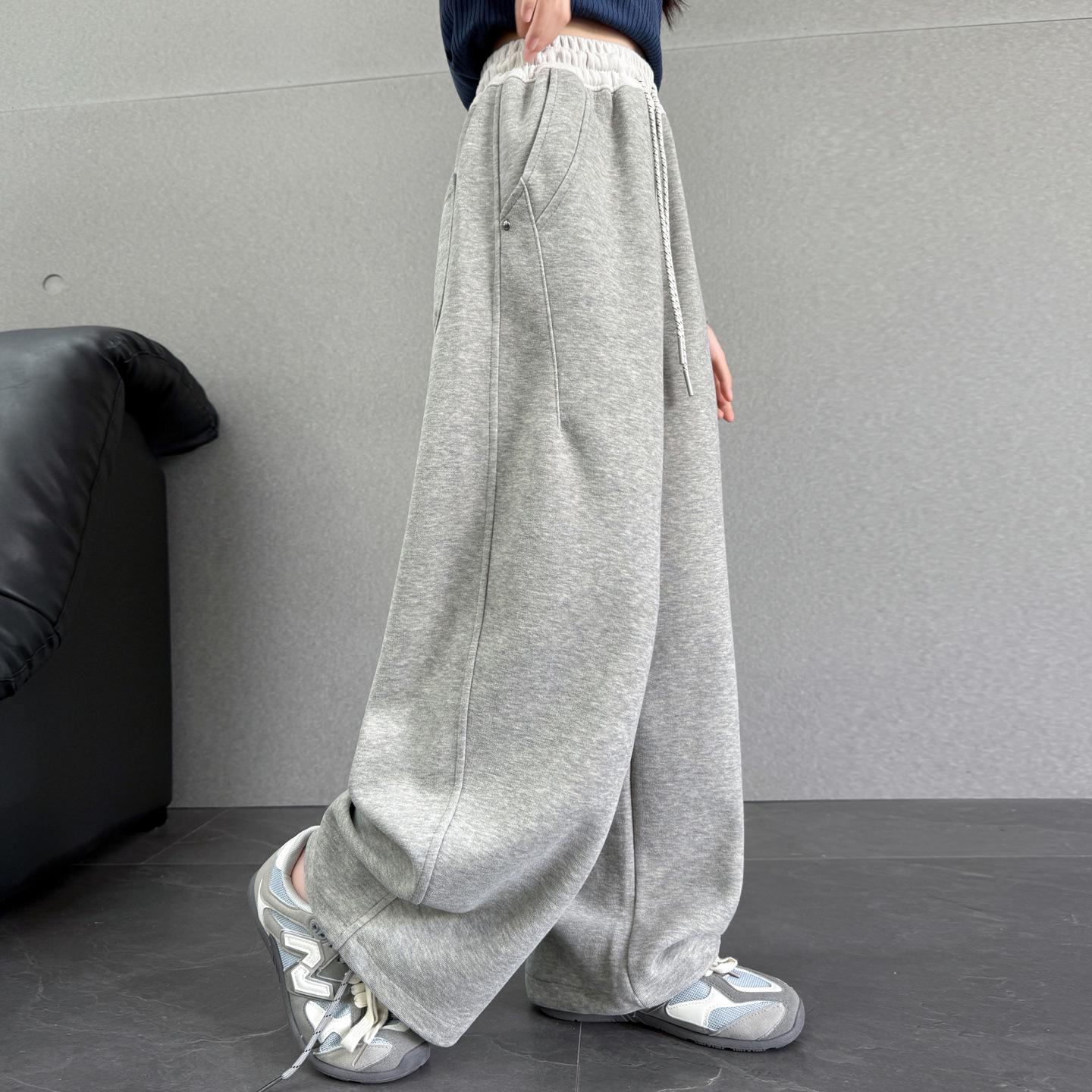 

Дівчачі флісові спортивні штани осінь/зима 2025 - Теплі, модні штани-морквини для дітей, універсальні та повсякденні довгі штани 160 cm