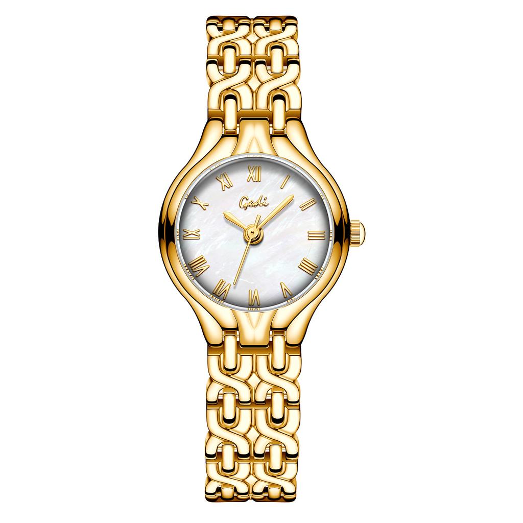 Old Money Style Retro Roman Small Gold Watch, Women'S Light Luxury Chain Quartz Watch, High-End Workplace Versatile Watch