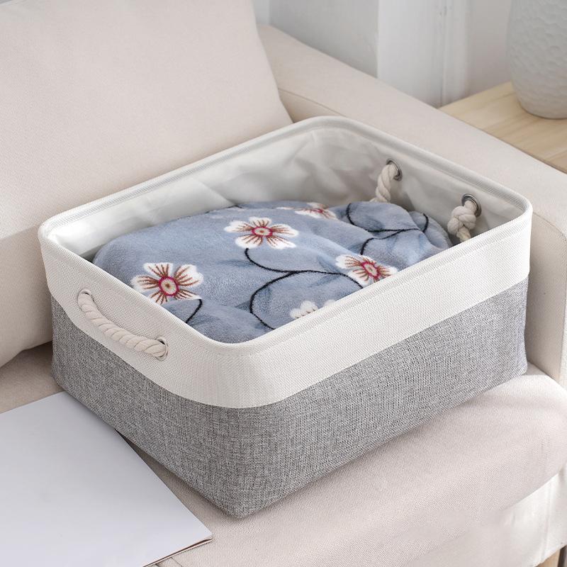 Foldable Fabric Storage Baskets, with Handles Linen Wardrobe Storage Rack Home Wardrobe Towel Toys Storage Basket