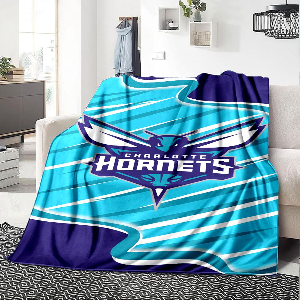 Charlotte Hornets Print Flannel Blanket High Quality Warm Comfortable Cover for All Seasons Perfect for Gifts Home Decor