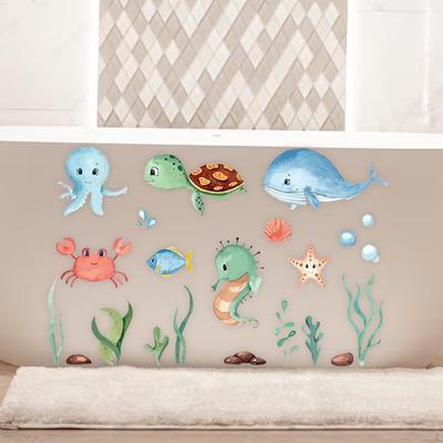 Ocean Fish Wall Stickers Posters Underwater Sea Creatures Decor Marine Animals Decals