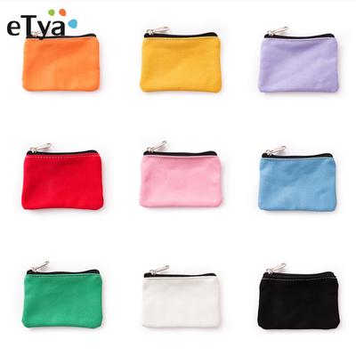 Solid Color Canvas Cotton Coin Wallet Bag DIY Plain Zipper Coin Key Bag Money Pocket Pure Women Men Coin Purse Small Kid Pouch