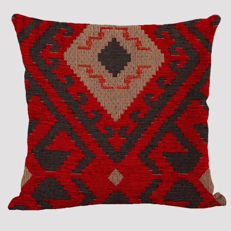 Böhmische Muster Leinen Kissenbezug Mehrfarbig Abstrakt Ethnisch Geometrie Druck Dekorative Kissenbezug Wohnzimmer Sofa Kissen 16x16Inch
