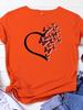 Heart Butterfly Print T Shirt Women Short Sleeve O Neck Loose Tshirt Summer Women Tee Shirt Tops Camisetas Mujer