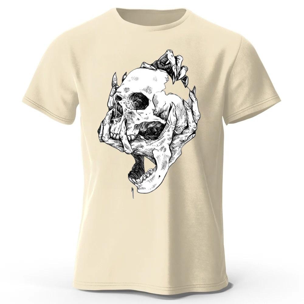Summer Mens Skull Print Pure Cotton Tshirt Printed Plus Size Womens Pure Cotton Tshirt Casual Street Photography Clothing