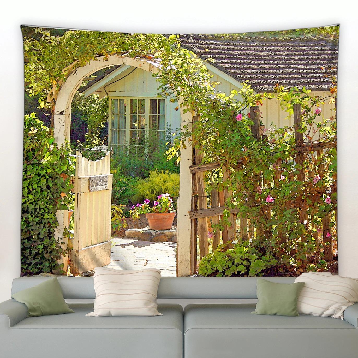 Садовые растения и цветы Пейзаж Гобелен Спальня Гостиная Гобелен Украшения для дома Настенный гобелен 100x75cm