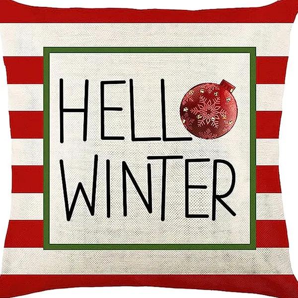 Christmas linen pillowcase, Santa Claus printed pillow, cushion cover, home living room decoration cushion cover