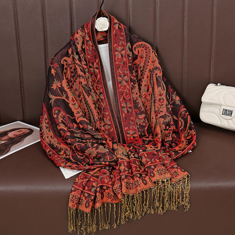 Luxury Winter Cashmere Shawl Lady Wrap Warm Autumn Scarves Design Print Female Foulard Cotton Stoles Scarf