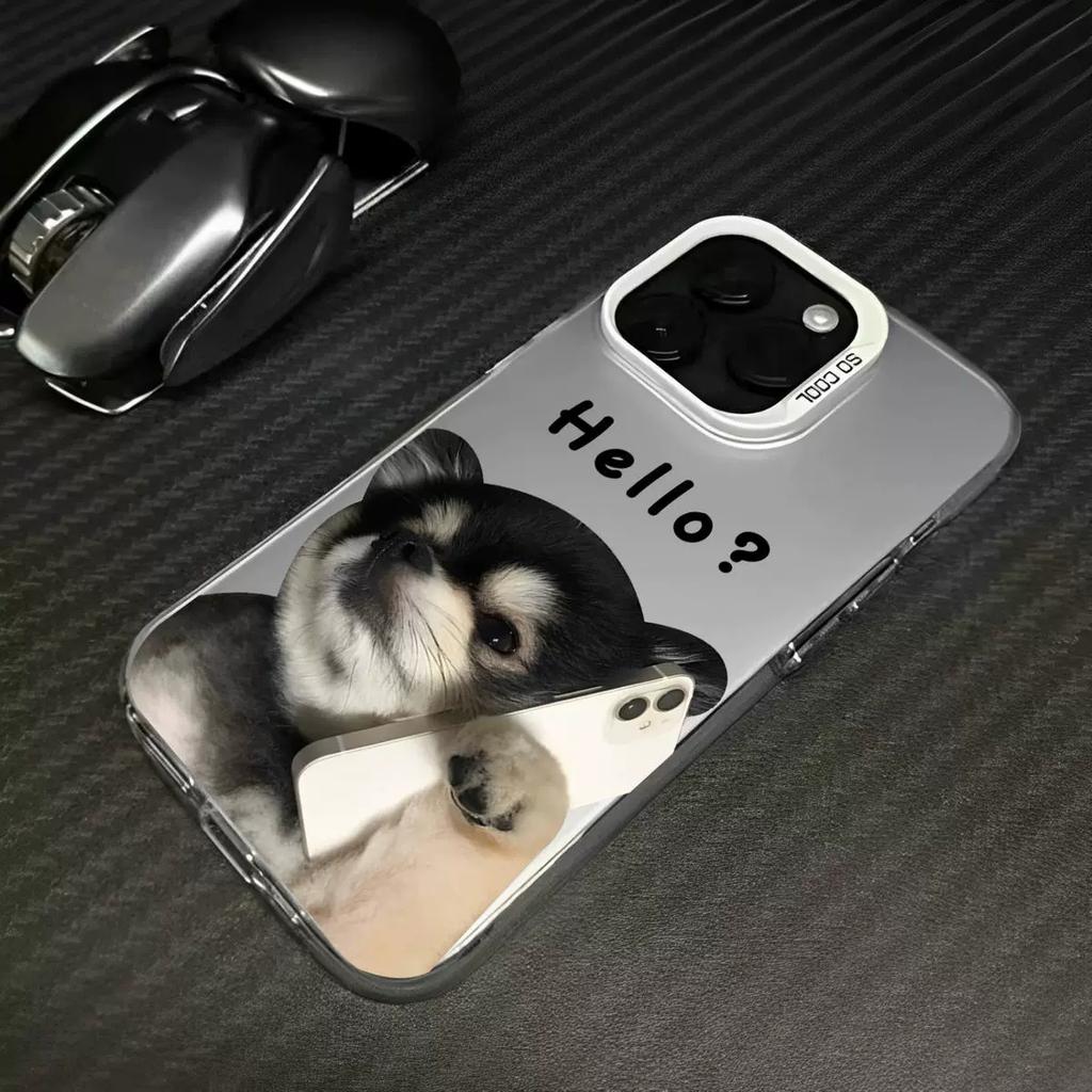 Funny Shiba Inu Meme Phone Case for iPhone, Cute Dog Call Pattern Protective Cover