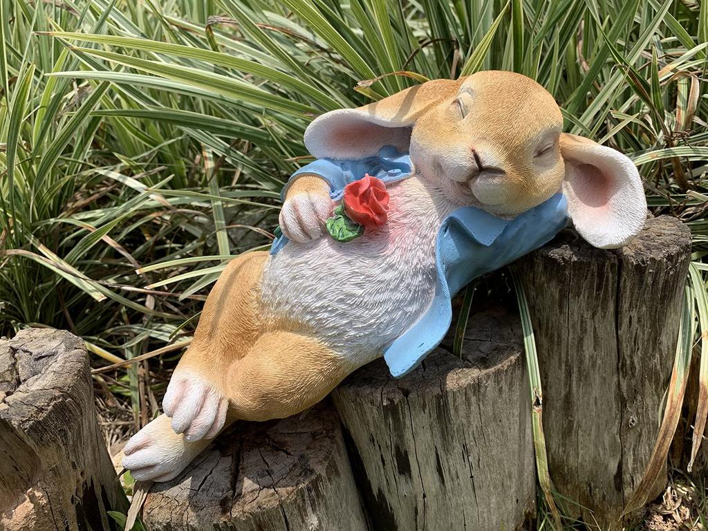 iRonrain Garden Rabbit Statue, Fantasy Bunny Outdoor Art Decoration Thanksgiving Day Animal Figurine Decoration, Garden Lawn Indoor Sculpture Christma