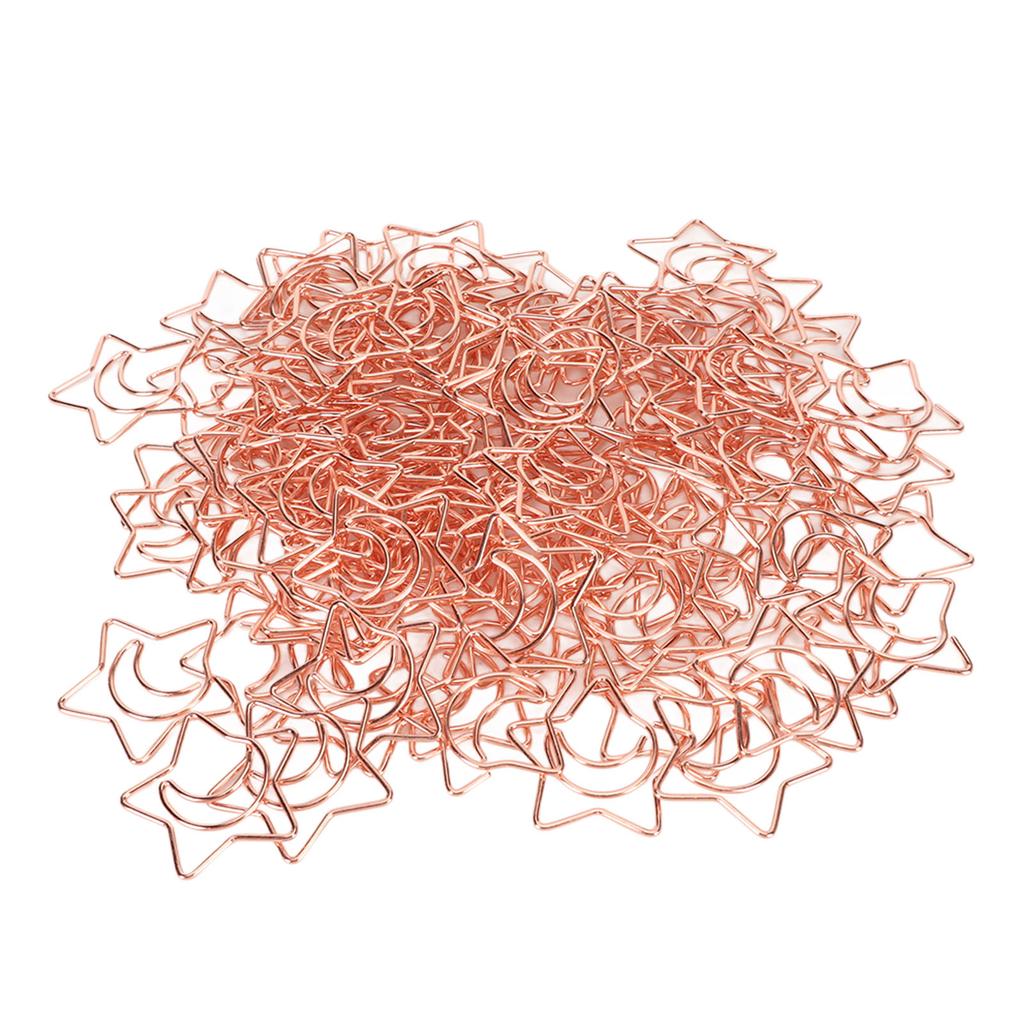 100pcs Star Moon Paper Clips Prevent Rust Skid Resistance Cute Paperclips for Office Daily Use